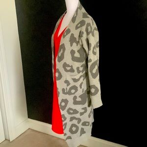Gray leopard print cardigan